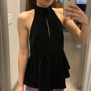 Elizabeth and James black crepe halter top